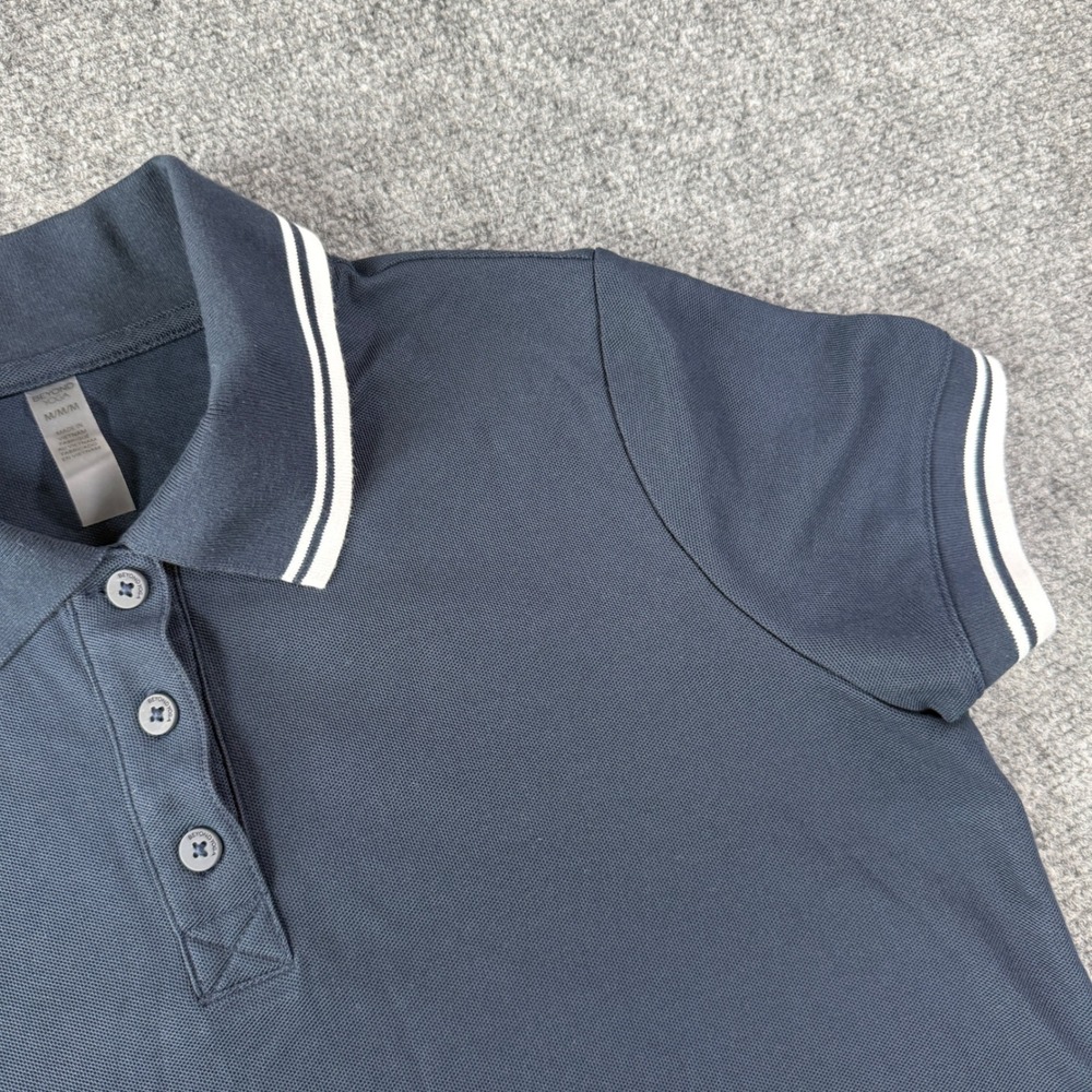 Beyond Yoga Piqué Polo Shirt Women Size Medium Navy Blue Preppy Tennis Core